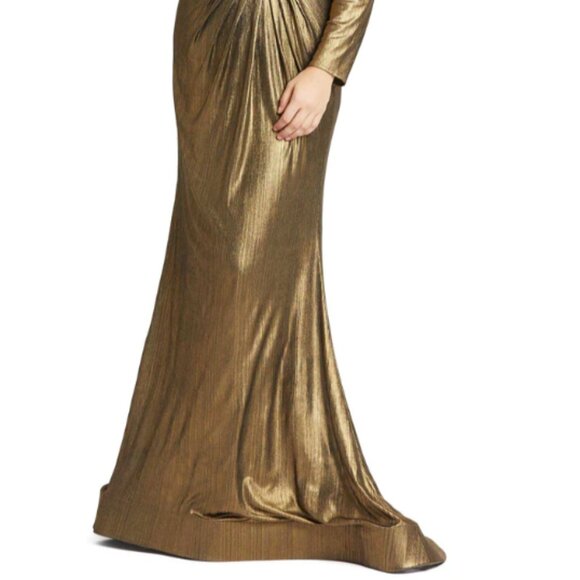 MAC DUGGAL 49073 CHIC METALLIC EVENING BRONZE GOWN sz 14 - Picture 2 of 6